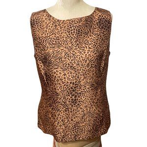 Sag Harbor Womens Dress Silky Knit Tank Top Size Large Animal Print